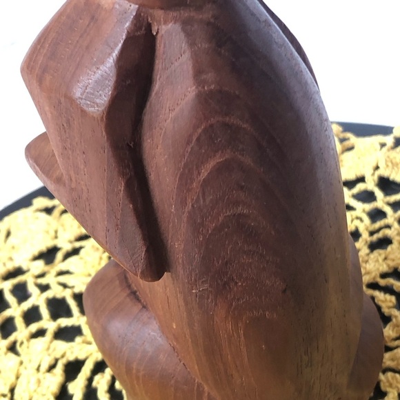 VTG Hand Carved Wooden Cat Statue Figurine Accent Piece - Picture 10 of 13